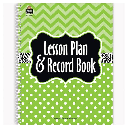 Lime Chevrons and Dots Lesson Plan &#x26; Record Book, 2 Count